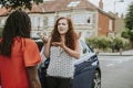 Women arguing after a car accident Royalty Free Stock Photo