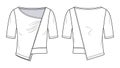 Women asymmetric Top fashion flat template. Girls crop T-shirt fashion drawing template.