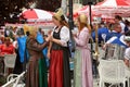 Women in the austrian national costumes. Town of Melk, Austria.