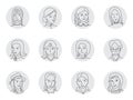 Women avatar set thin line vector