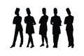 Women baker silhouette collection wearing chef uniforms. Female bakery silhouette set vectors standing in different poses. Girl