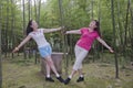 Women in Bamboo Forest Royalty Free Stock Photo