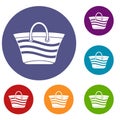 Women beach bag icons set Royalty Free Stock Photo