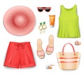 Women Beach Clothing Accessories Set Royalty Free Stock Photo