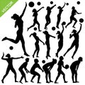 Women beach volleyball silhouettes vector