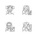 Women beauty procedures linear icons set Royalty Free Stock Photo
