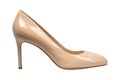 Women beige lacquered glossy shoes