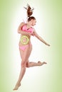 Women belly with the drawing arrows Royalty Free Stock Photo