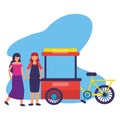 women bicycle food cart design