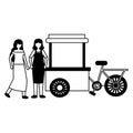 women bicycle food cart design