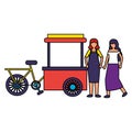 women bicycle food cart design