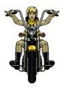 Women Biker riding Motorcycle