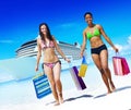 Women Bikini Shopping Bags Beach Summer Concept Royalty Free Stock Photo