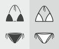 Women bikini swimsuit. Bra and panties. Clothes line icon on a background. Linear symbol. Outline sign. Royalty Free Stock Photo