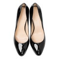 Women black lacquered glossy shoes