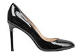 Women black lacquered glossy shoes