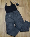 Women black trousers, made of natural leather, designed by Katerina Kvit