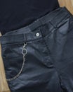 Women black trousers, made of natural leather, designed by Katerina Kvit