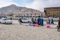 Women in blue burqas in Afghanistan