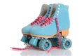 Women blue quad roller skates Royalty Free Stock Photo