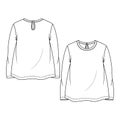 Baby Girls long sleeves flare Top fashion flat sketch template. Girls Technical Fashion Illustration. Back Keyhole opening