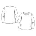 Baby Infant Girls Basic long sleeves Top fashion flat sketch template. Kids Technical Fashion Illustration.