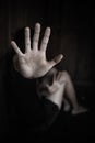 Women  bondage lift hands against violence against women,  international women`s day,  The concept of sexual harassment against Royalty Free Stock Photo