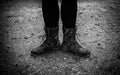 Women boots in the mud