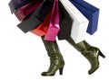 Women boots with paper bags Royalty Free Stock Photo