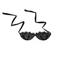Women bra. Fashion design. Vector. Lacy black female bra hand-drawn style. Black Bra icon. Elegance lingerie illustration. Lace Br