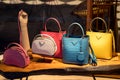Women branded purses in a store Royalty Free Stock Photo