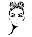 Women bun hair style icon, logo women on white background Royalty Free Stock Photo