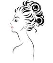 Women bun hair style icon, logo women on white background, vector Royalty Free Stock Photo