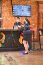 Women buy drinks at the Bar in San Pedro Square Market in San Jose