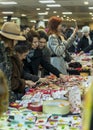 Women buying martisoare for the loved ones to celebrate beginning of spring on March the 1st Royalty Free Stock Photo