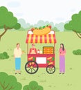 Trolley with Fastfood, Harvest Festival Vector
