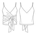 Women camisole with bow detail technical fashion illustration with flattering V-neck