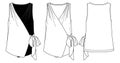 Women camisole with bow detail technical fashion illustration with flattering V-neck