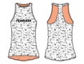 Women camouflage Sleeveless Tank flow top with racer back, flat sketch concept fashion Illustration Vector suitable for girls and