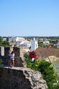 Women on castle battlements, Tavira.