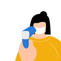 Women check up temperature flat illustration