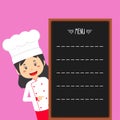 Women Chef Illustration with Menu Template