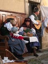 Women children and men with their typical costume in AnsÃÂ³