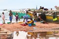 Women and children on the shore of Lake Tanganyika, Tanzania Royalty Free Stock Photo