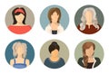 Women circle avatar icon set Royalty Free Stock Photo