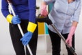 Women during cleaning floor Royalty Free Stock Photo