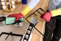 Women cleaning the house Royalty Free Stock Photo
