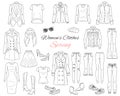 Women clothes collection. Spring outfit. Vector illustration.