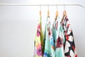 Women clothes hanging on hangers. Royalty Free Stock Photo