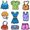 Women clothes object of doodles